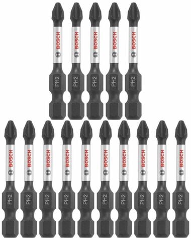 Bosch Impact Tough 2 Inch Phillips #2 Power Bits 15 Piece