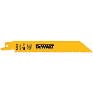 DEWALT 6 In. 10 TPI Straight Back Bi-Metal Reciprocating Saw Blade General Purpose (5 pack)