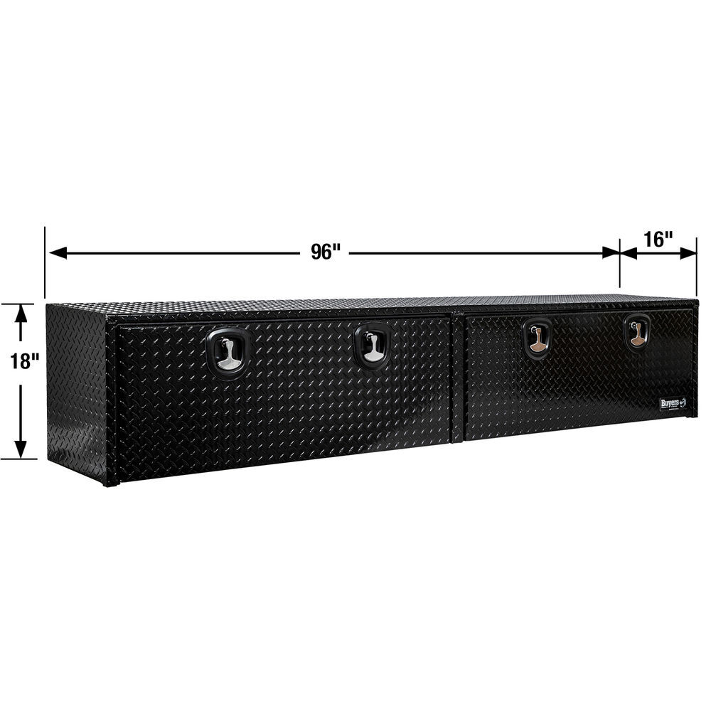 Buyers Products Company 18x16x96 Inch Gloss Black Diamond Tread Aluminum Topsider Truck Box, large image number 2