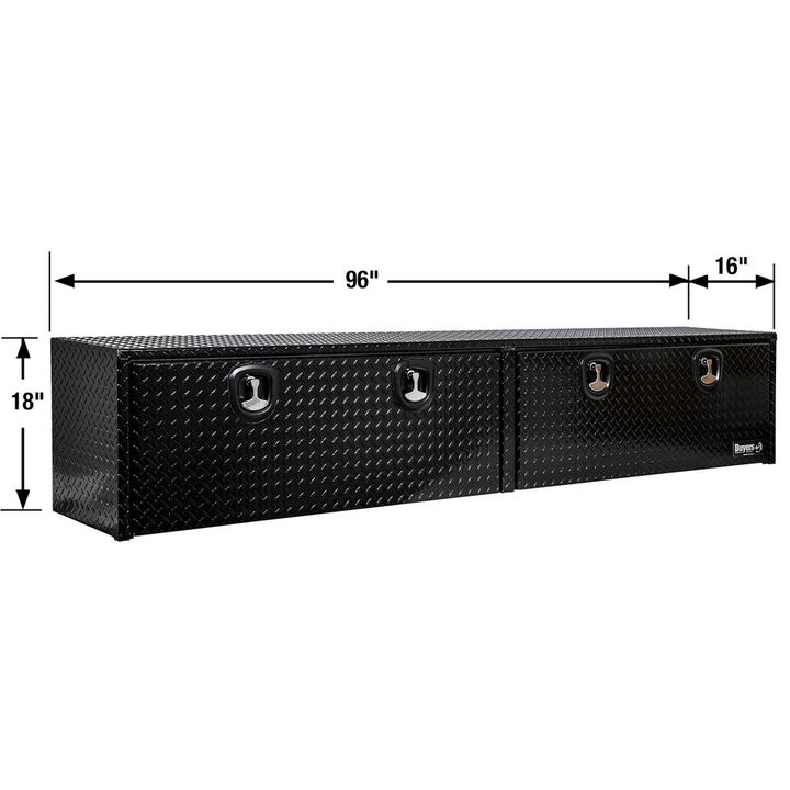 Buyers Products Company 18x16x96 Inch Gloss Black Diamond Tread Aluminum Topsider Truck Box, large image number 1