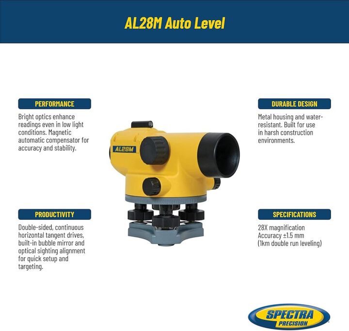 Spectra Precision AL 1.2 Inch Aperture 0.06 Inch 28X Magnetic Automatic Site Level, large image number 2
