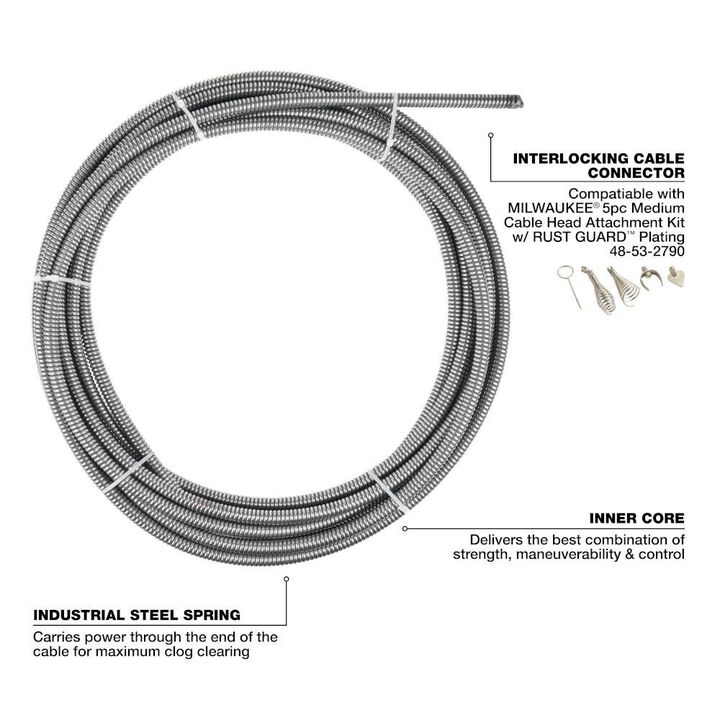 Milwaukee 3/8inch x 100' Inner Core Drum Cable, large image number 1