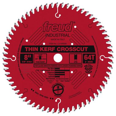 Freud 8 In. x 64T Thin Kerf Ultimate Cut-Off Blade, large image number 0