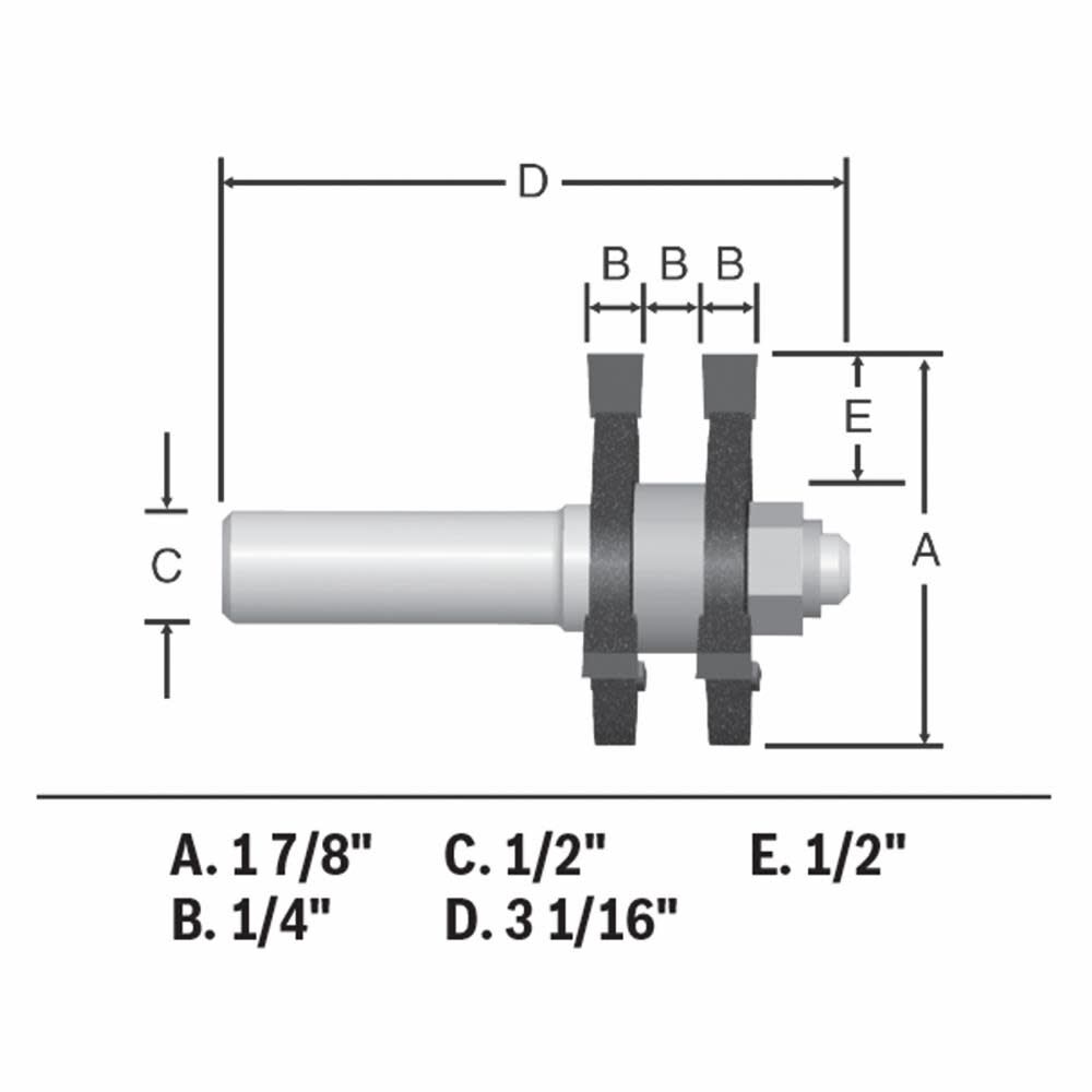 Bosch 1 7/8in x 1/4in Carbide Tipped Tongue and Groove Router Bit