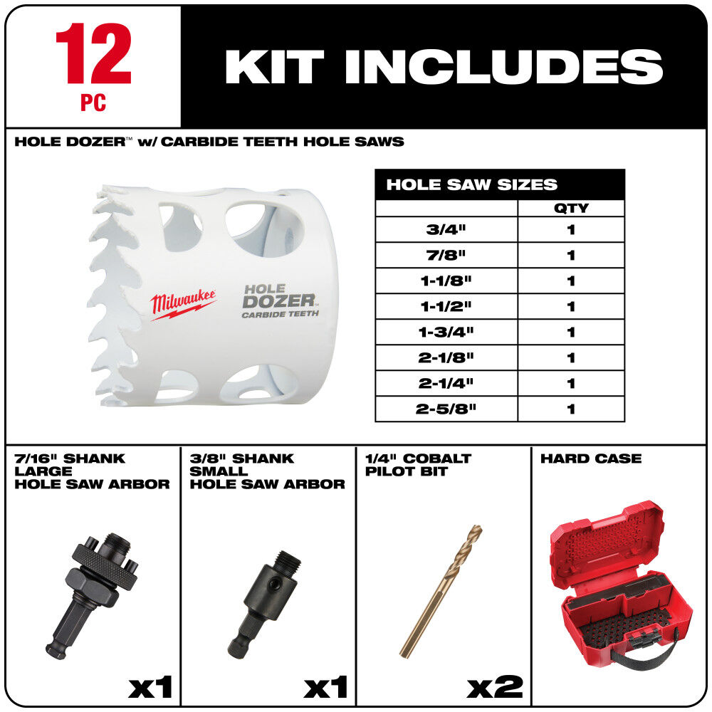 Milwaukee Hole Dozer With Carbide Teeth Plumber Hole Saw Kit 12pc 49 22 3091 Simolary simolary.com 6