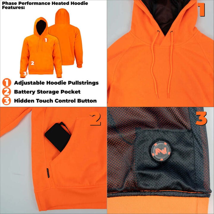 Mobile Warming Phase Performance Hoodie Mens Orange, large image number 3