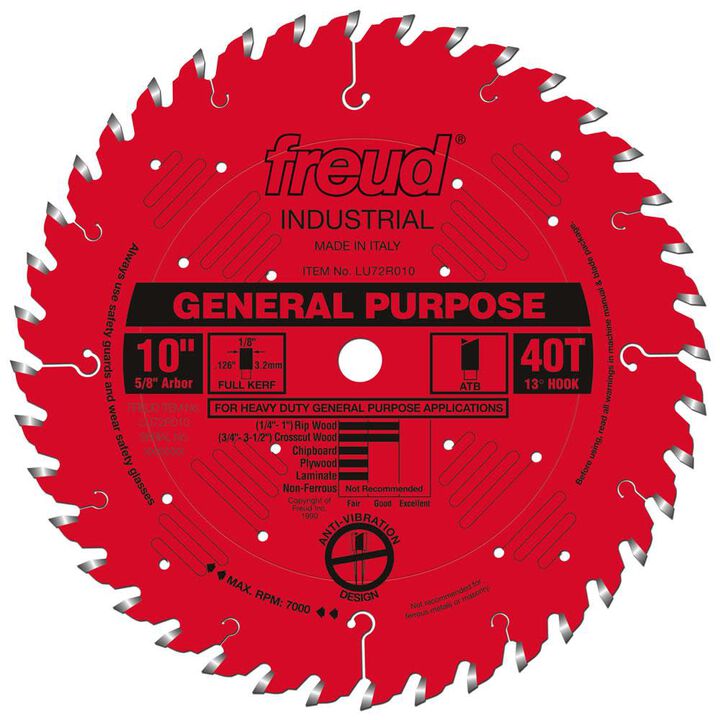 Freud 10 In. x 40T General Purpose Blade, large image number 0