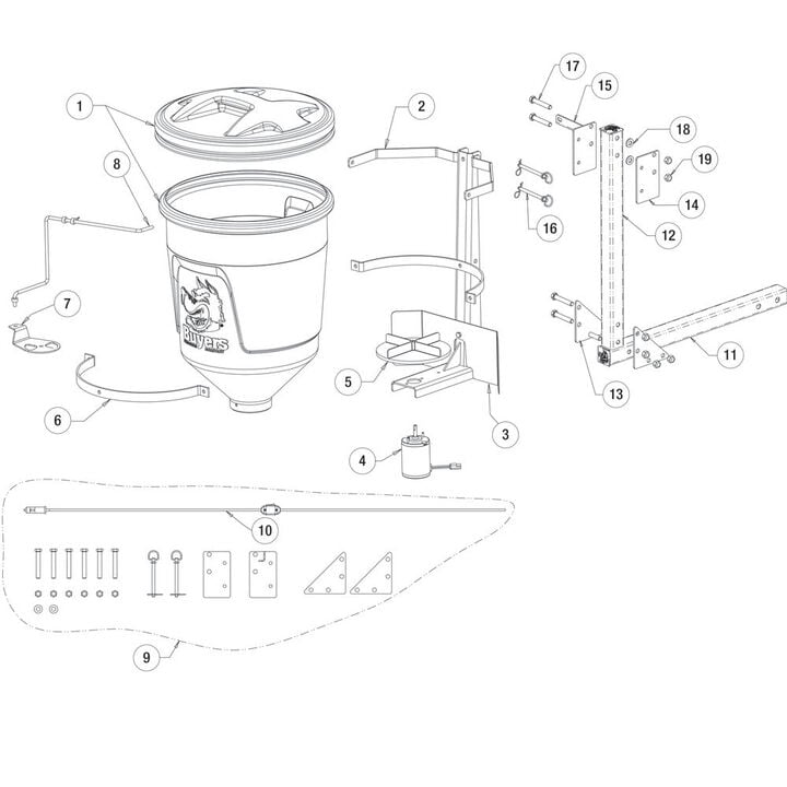Buyers Products Company UTV 15 Gallon All-Purpose Spreader with 2 Inch Receiver Mount, large image number 5