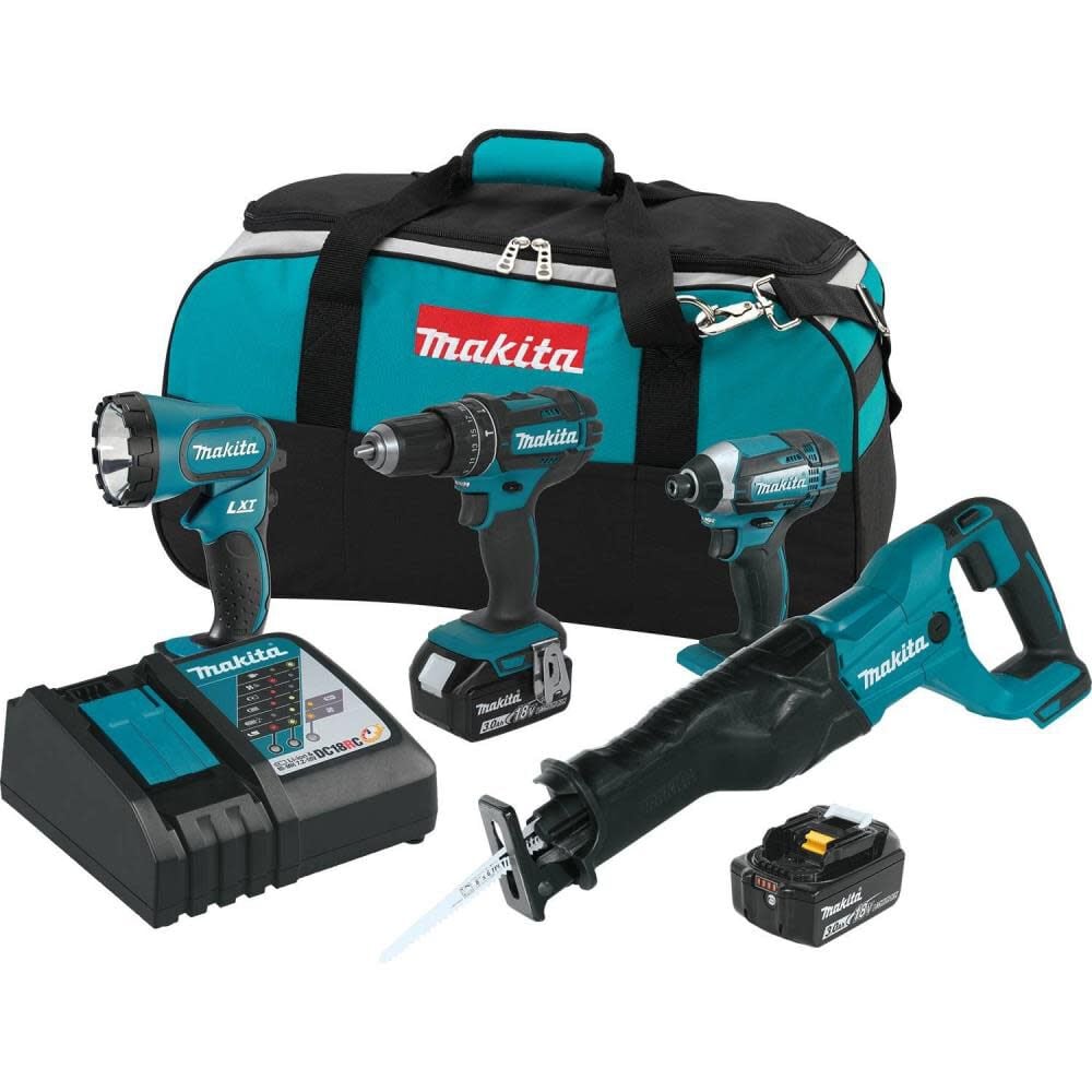 Makita 18V LXT Lithium-Ion Cordless 4-Pc. Combo Kit (3.0Ah) – XT440