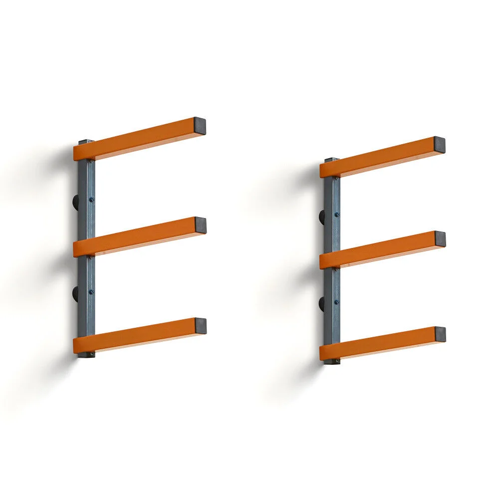 Bora Portamate 3-Level Wood Storage Rack Wall-Mounted Hanging Shelf Orange & – PBR-0310