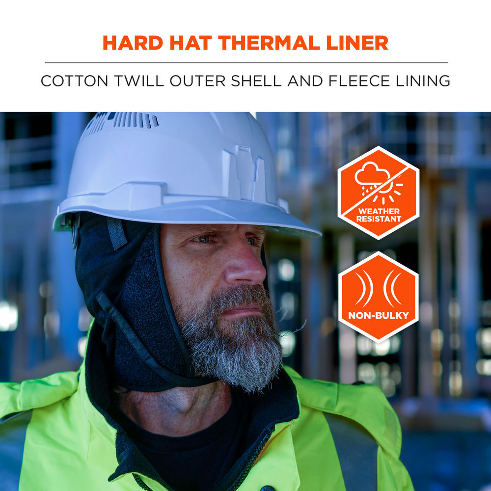 Ergodyne 6848 Short Fleece Winter Hard Hat Liner L/XL Black, large image number 2