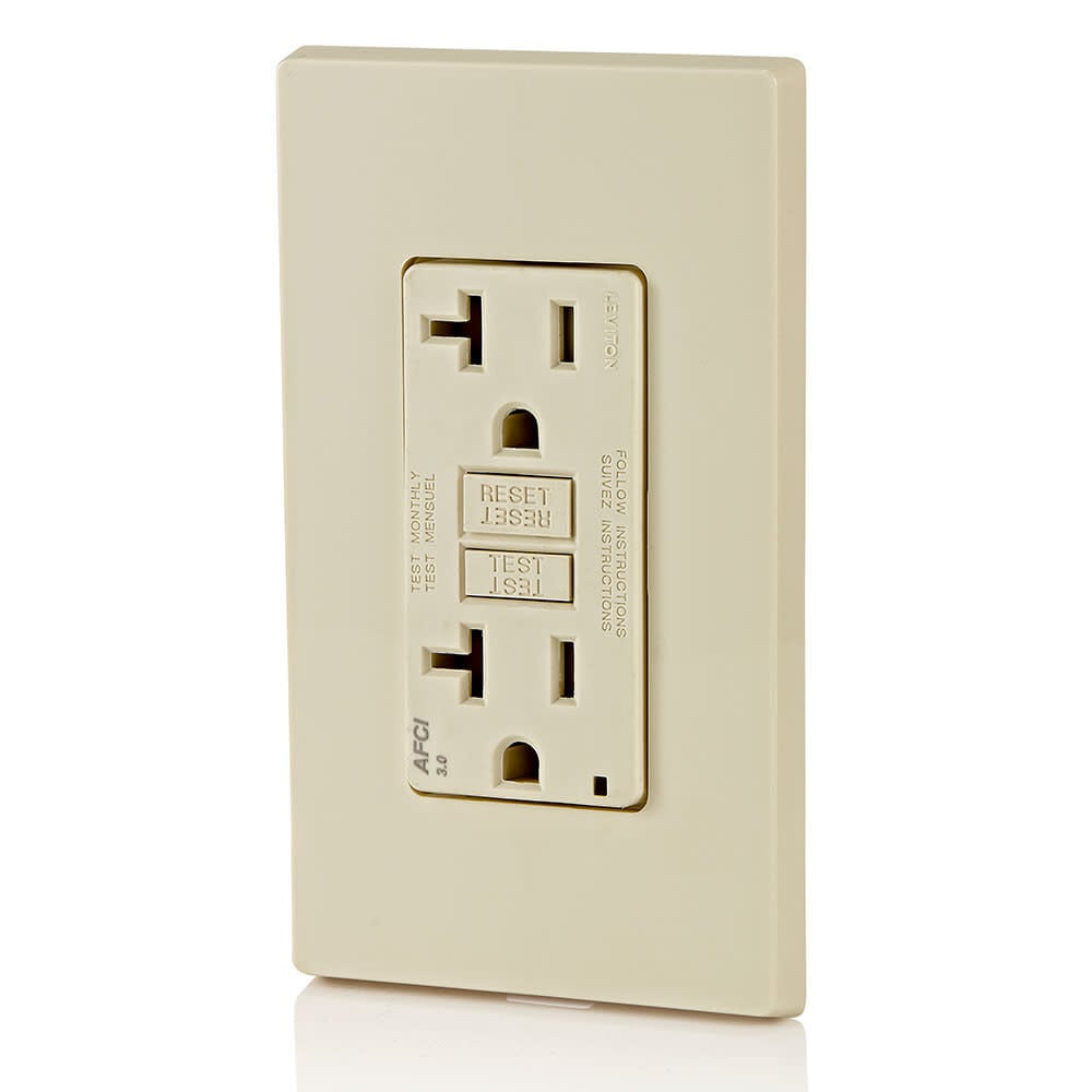 Leviton SmartlockPro AFCI Outlet 20A 125V Duplex Light Almond, large image number 2
