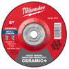 Milwaukee 5 Inch x 1/4 Inch x 5/8 Inch-11 Ceramic+ Metal Grinding Wheel Type 27, small image number 1