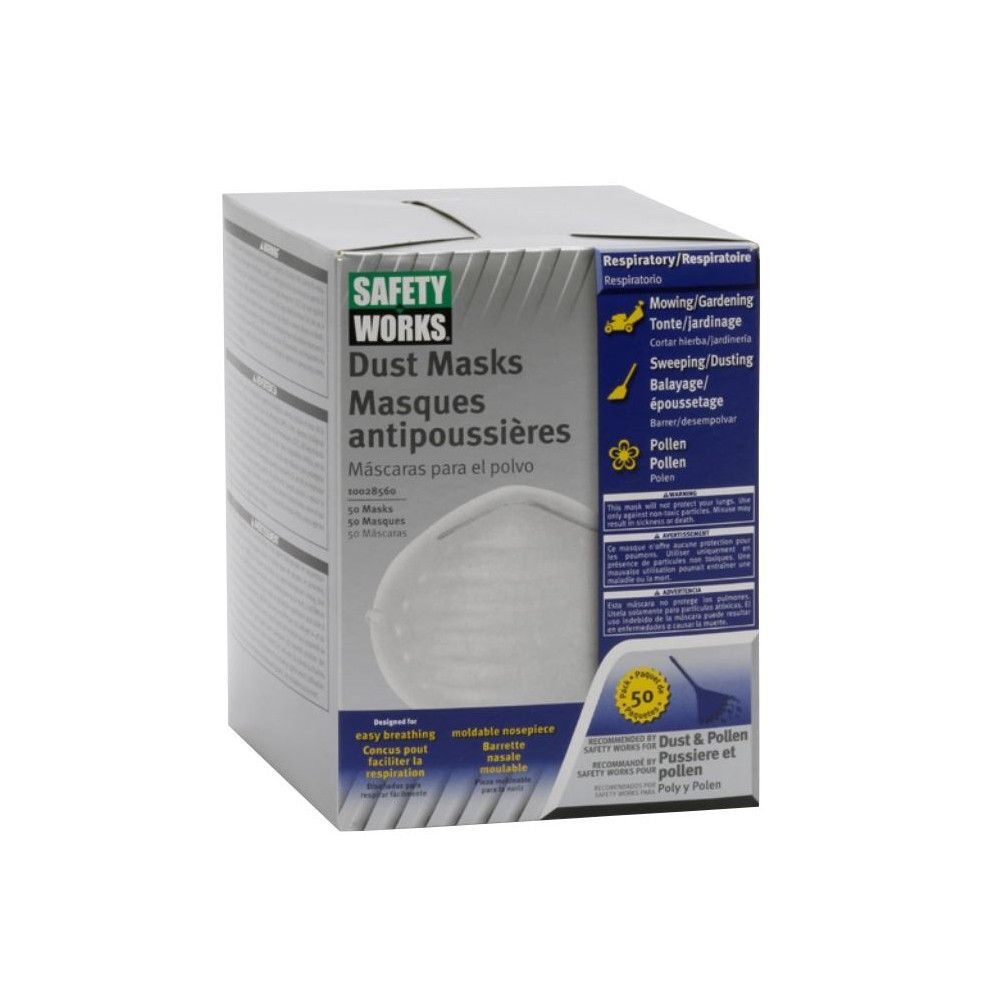 Protective Industrial Products Safety Works Non Toxic Dust Mask White 50pk, large image number 2