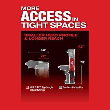 Milwaukee M12 FUEL 1/2inch Right Angle Impact Wrench Kit, large image number 4