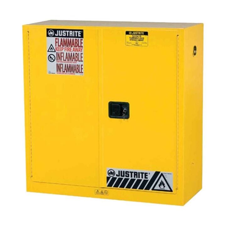 Justrite 30 Gallon Yellow Steel Manual Close Flammable Cabinet
