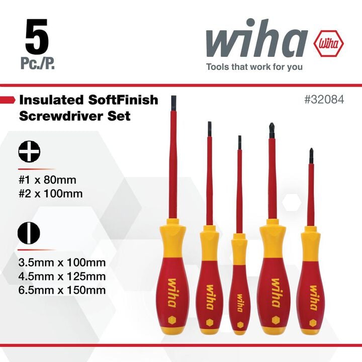 Wiha SoftFinish Screwdriver Set Insulated 5pc, large image number 2