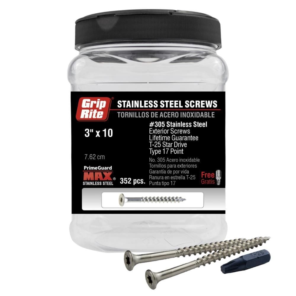 Grip Rite PrimeGuard Max Deck Screws Stainless 3in Star Drive Head 352 Screws, large image number 1