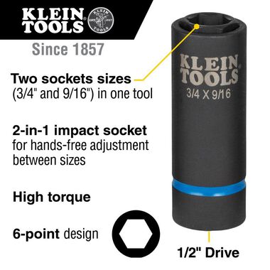 Klein Tools 2-in-1 Impact Socket 6-Point, large image number 1