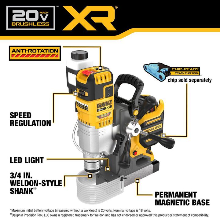 DEWALT 20V MAX XR 2 Inch Magnetic Drill Press Kit, large image number 2