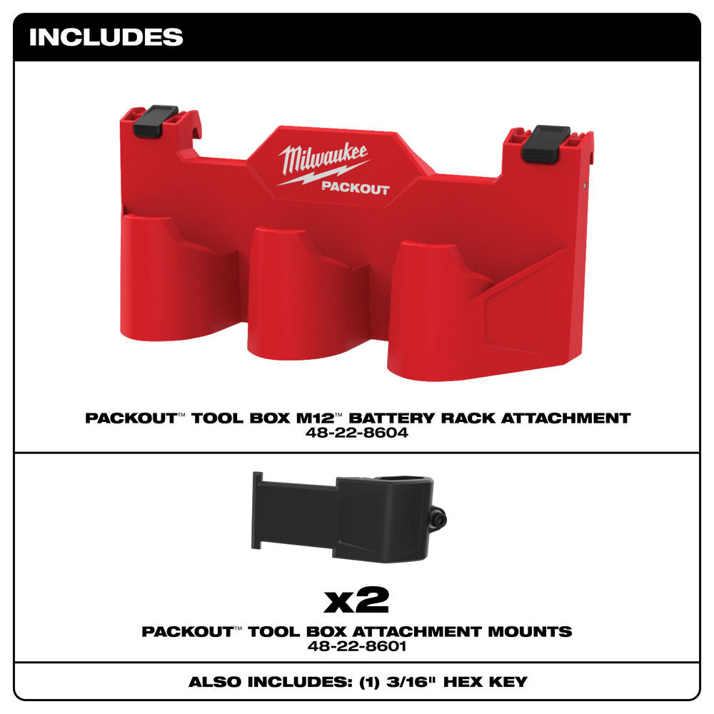 Milwaukee PACKOUT Tool Box M12 Battery Rack Attachment, large image number 11