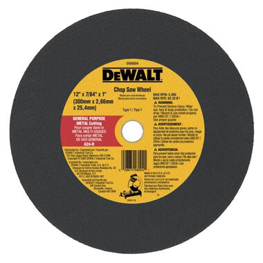 DEWALT 12-in x 7/64-in x 1-in Chop Saw Wheel, large image number 0