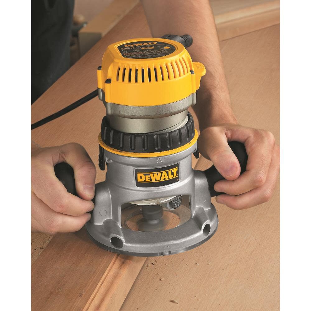 DEWALT Router Fixed Plunge Base Kit, Variable Speed, 12-Amp, 2-1 4-HP (DW618PK) - 1