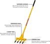 Honey Badger 4-Tine 56.2 Inch Steel Yellow Demo Fork with 56 Inch Handle, small image number 2