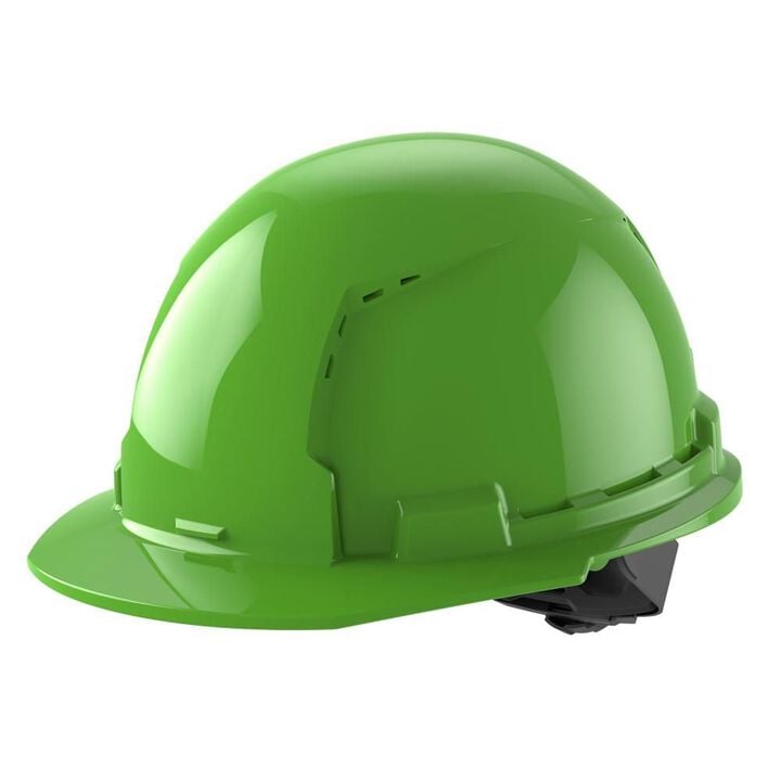 Milwaukee White Front Brim Vented Hard Hat with 4pt Ratcheting Suspension Type 1 Class C Green