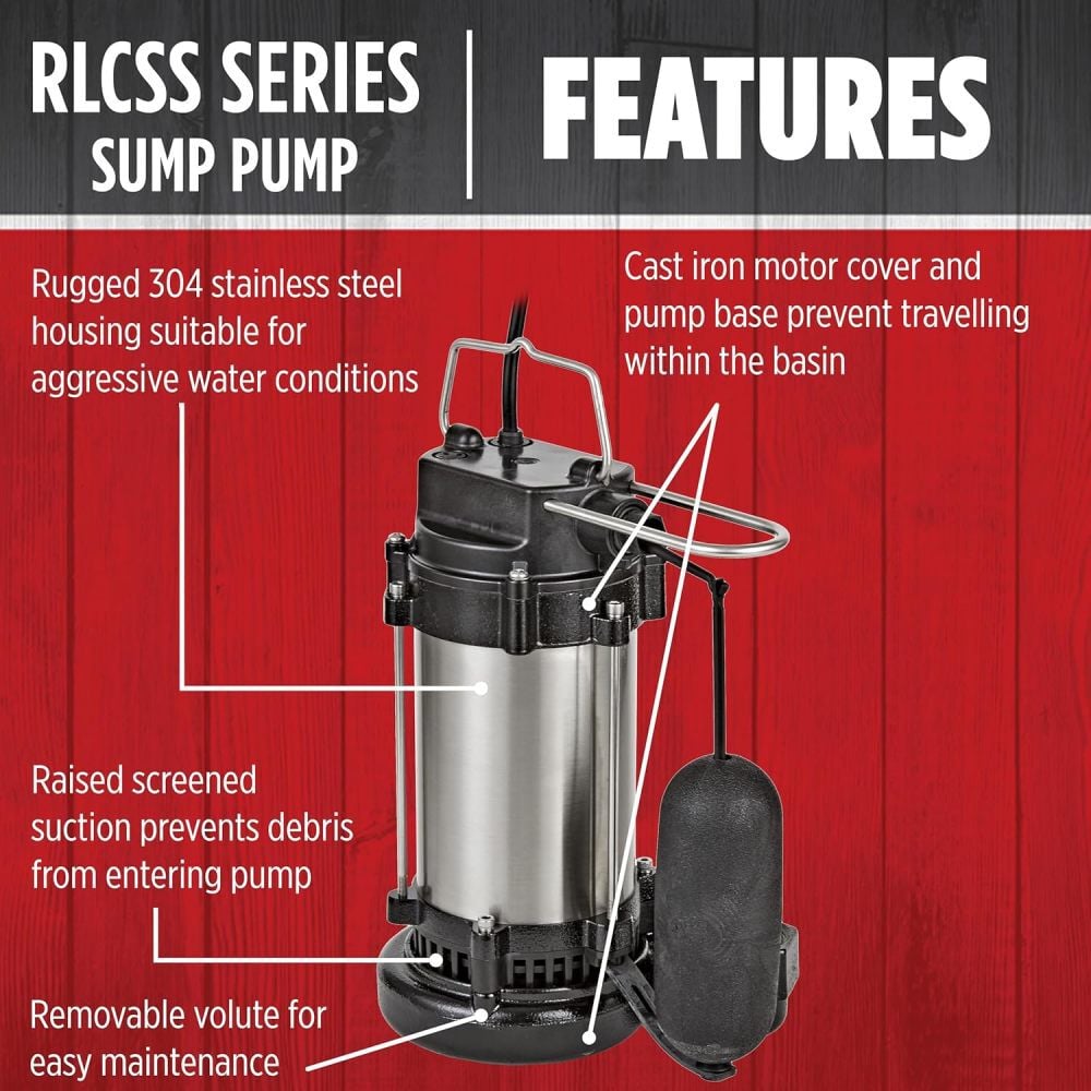 Red Lion 1/3HP 2800 GPH Sump Pump with Float Switch, large image number 3