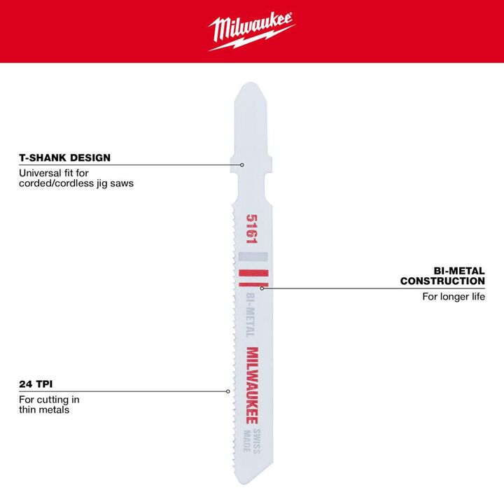 Milwaukee 3 in. 24 TPI Bi-Metal Jig Saw Blades 5PK, large image number 3