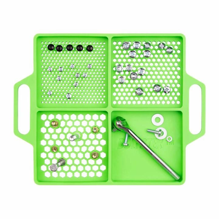 Boltster 4-Way Flexible Fastener Organizing Tray Green