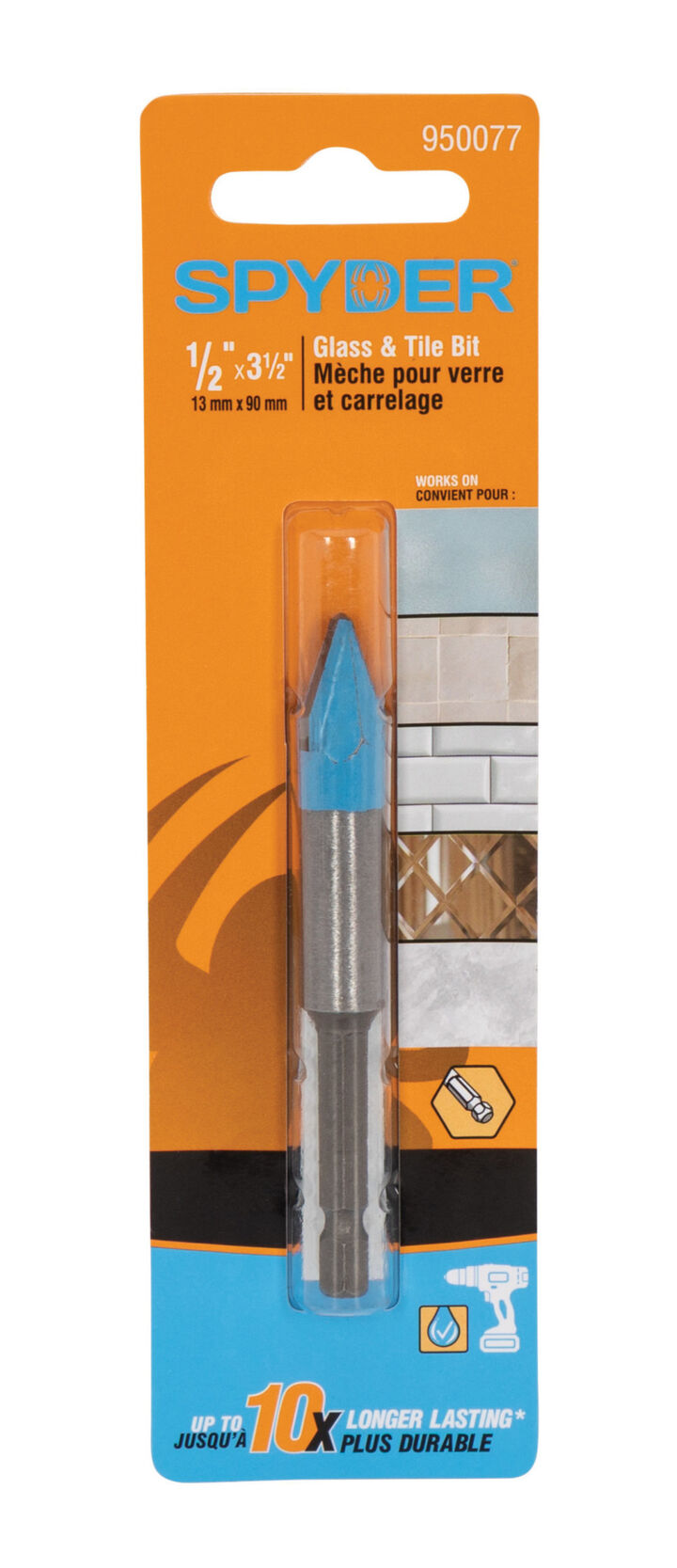 Spyder 1/2 Inch x 3.5 Inch Tile & Glass Drill Bit, Carbide-Tipped, large image number 7