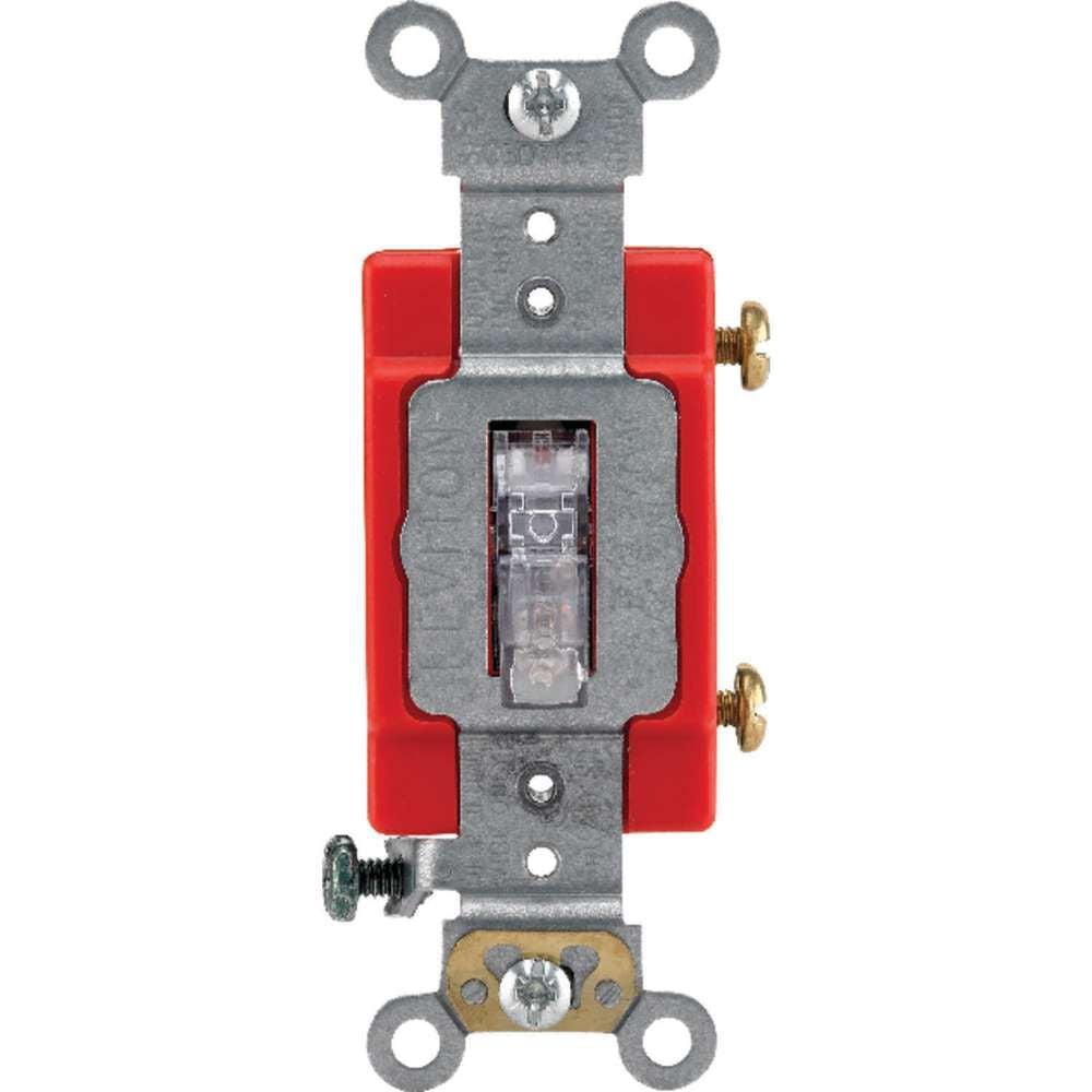 Leviton 20A 120V Metal Clear 1 Pole Illuminated Toggle Switch, large image number 2
