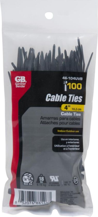 Gardner Bender Cable Tie 4in 18 lb; Black, large image number 1