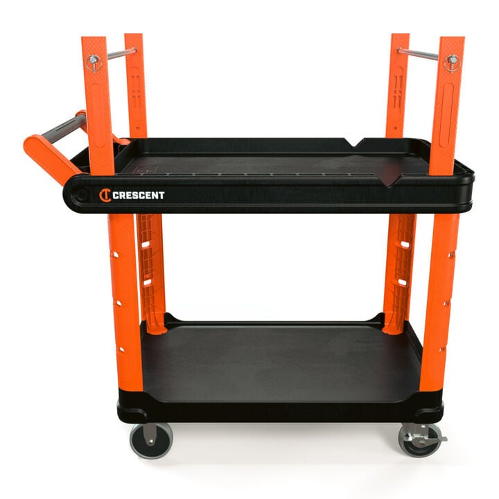 Crescent RAILWORKS 2 Shelf Industrial Utility Cart with 5 Inch Hard Casters and Electrician Wire Spool Corner Posts