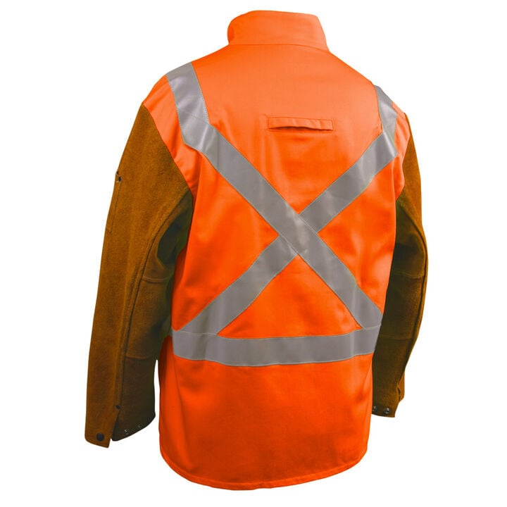 Black Stallion Welding Jacket 9oz Safety Orange Hybrid 2X, large image number 1