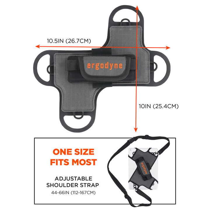 Ergodyne 5549 Compact Gray Tablet Holder with Detachable Shoulder Strap, large image number 6