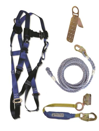 Falltech Roofers Kit 7015 Harness 8149 VLL 8353LT SAL with Manual Grab 7410 Roof Anchor, large image number 0
