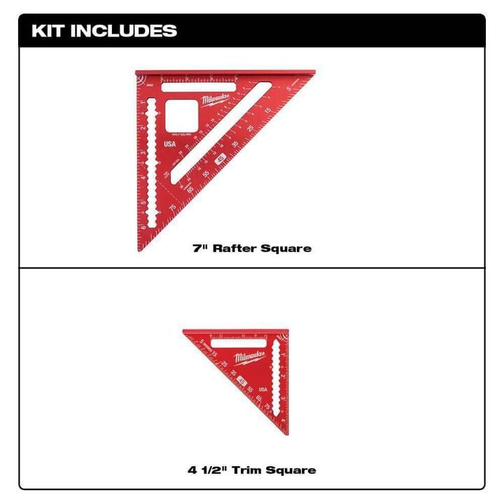 Milwaukee 7 Inch Rafter Square and 4-1/2 Inch Trim Square Set, 2 Pieces, large image number 2