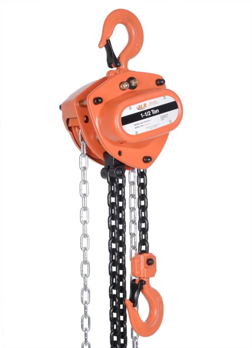 Atlas Lifting and Rigging ACH 1-1/2 Ton Chain Hoist 15 Ft. Lift with Overload Protection, large image number 1