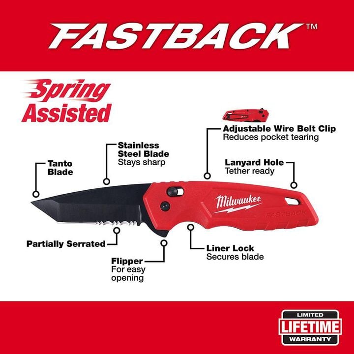 Milwaukee FASTBACK Spring Assisted Folding Knife, large image number 1