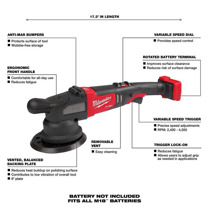 Milwaukee M18 FUEL 21mm Random Orbital Polisher (Bare Tool), large image number 2