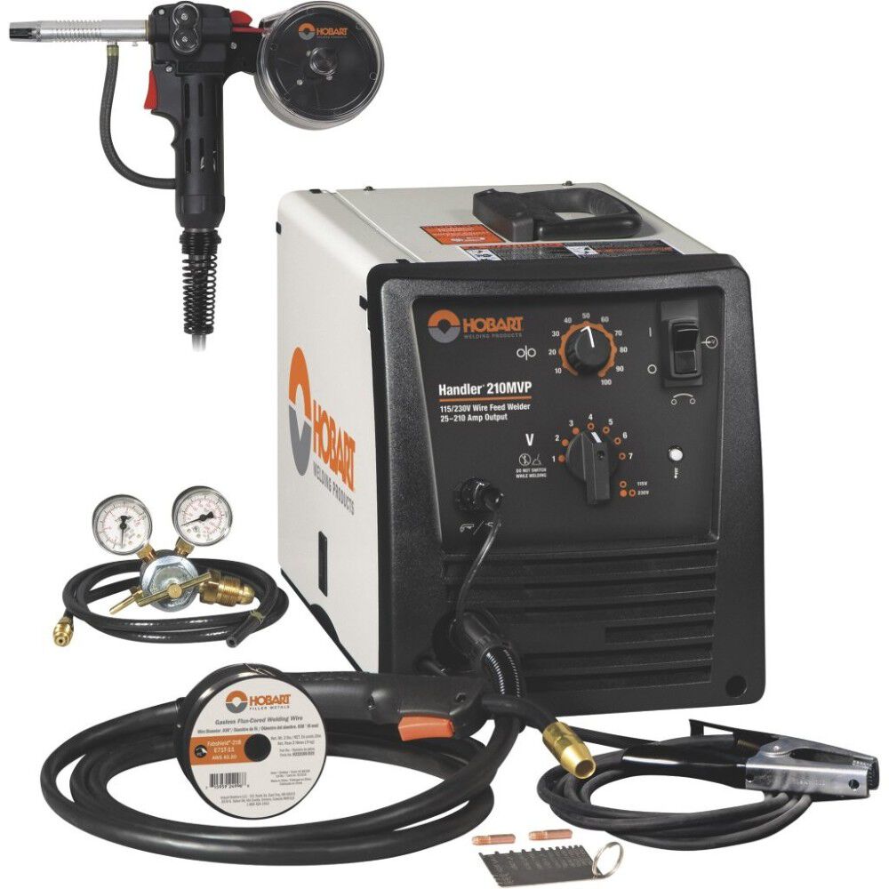Hobart Handler 210MVP Flux-Core/MIG Welder with Multi-Voltage Plug & SpoolRunner 100 Spool Gun, large image number 1