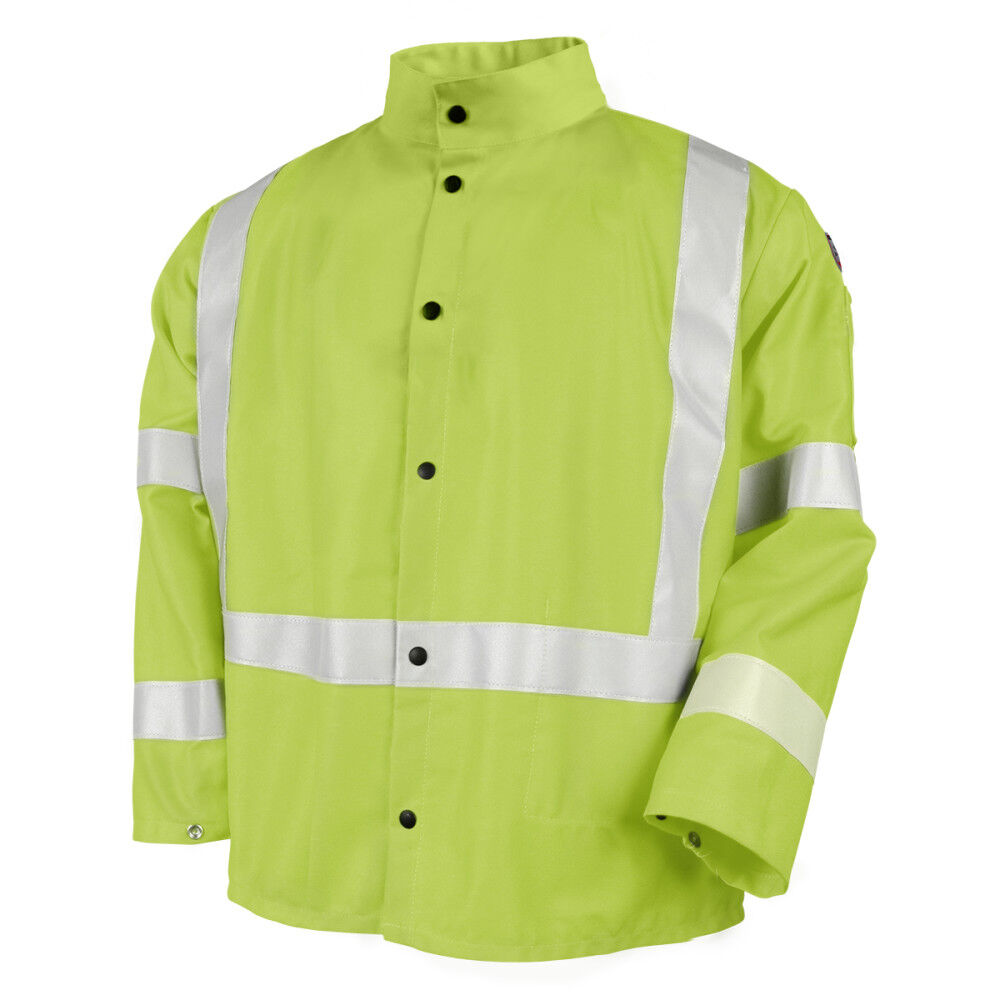 Black Stallion Welding Jacket 9oz Lime Green FR Cotton Size Large – JF1012-LM-LRG