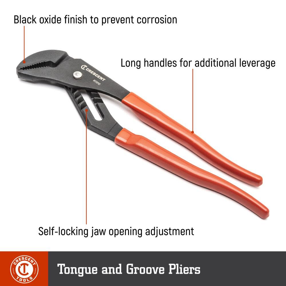 Crescent 10 in Straight Jaw Dipped Handle Tongue and Groove Pliers, large image number 4