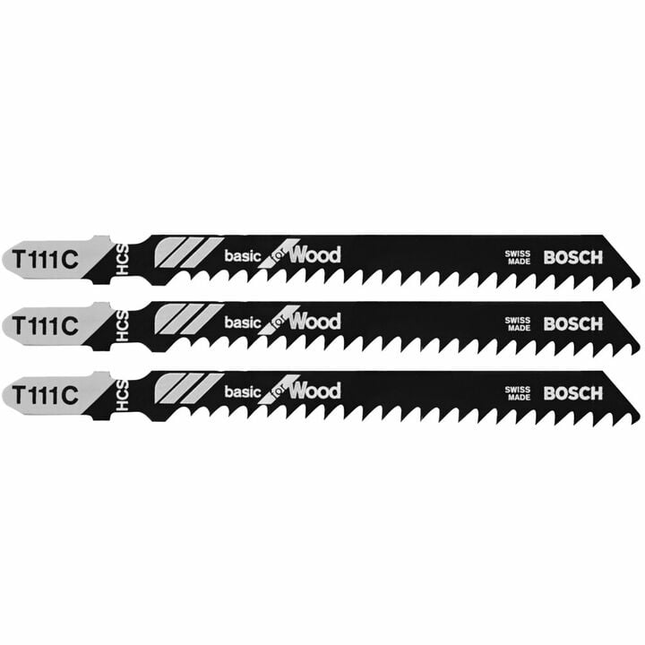 Bosch Jig Saw Blades 3pc 4in 8 TPI Basic for Wood T Shank