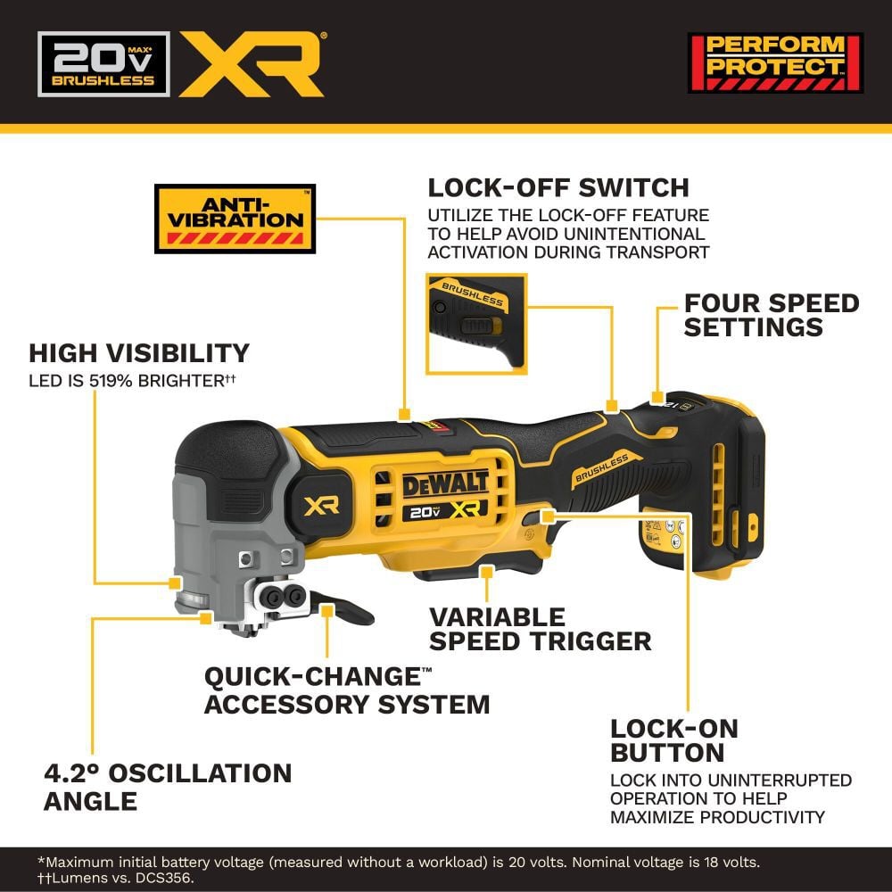 DEWALT 20V MAX XR Oscillating Multi-Tool (Bare Tool), large image number 3