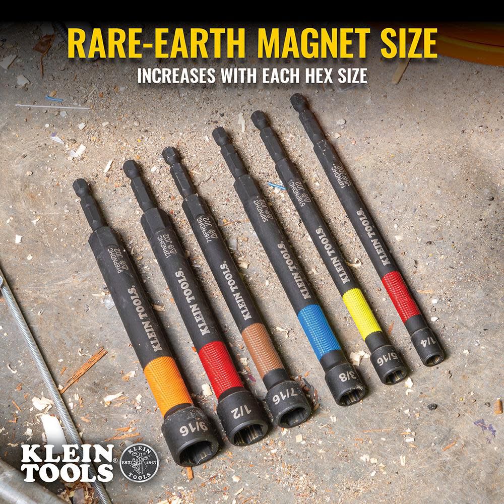 Klein Tools 1/2-Inch Magnetic Color-Coded Power Nut Setter, 1 Pack, large image number 2