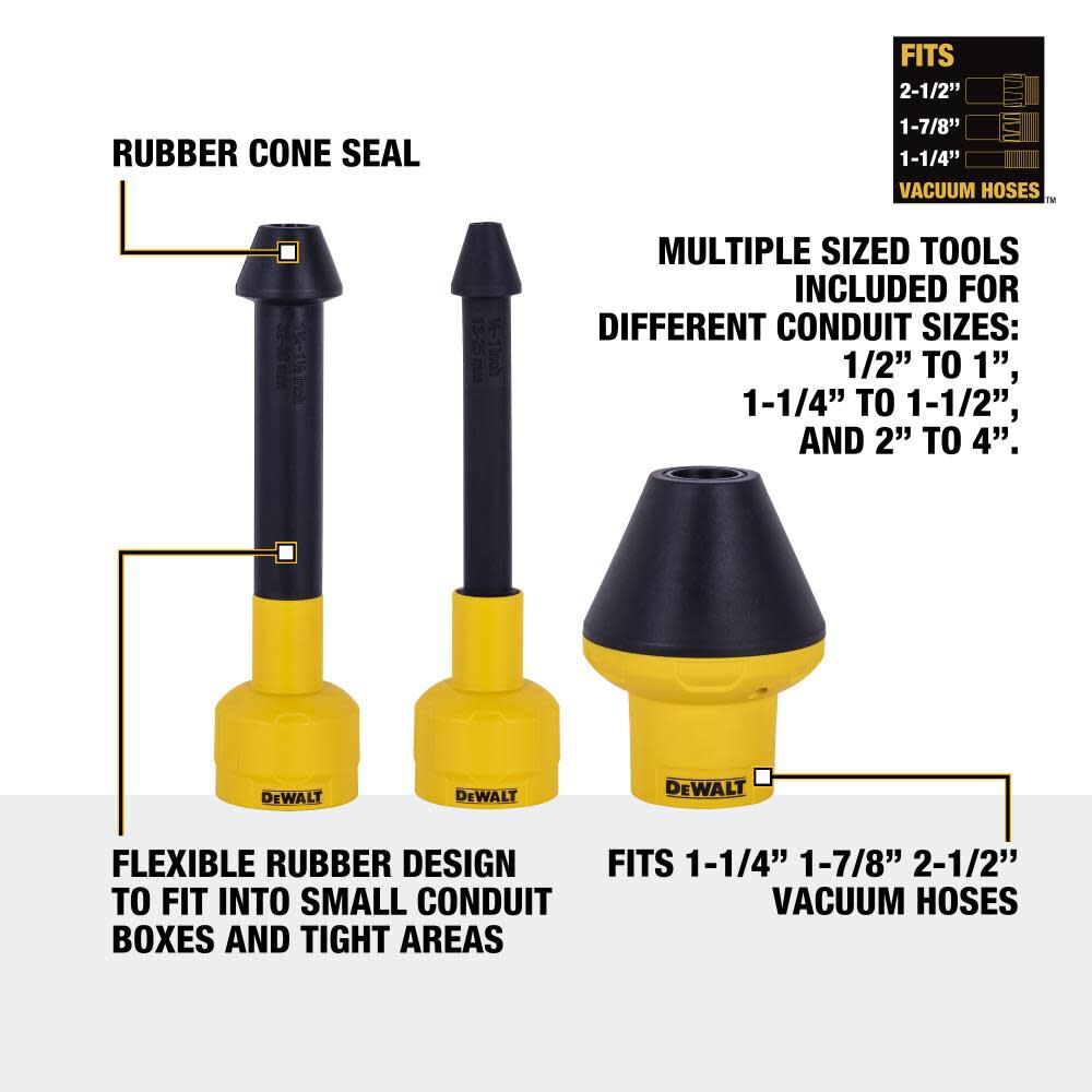 DEWALT Conduit Line Puller Kit 1-1/4 inch - 2-1/2 Inch Wet/Dry Vacuum 3 Piece, large image number 2